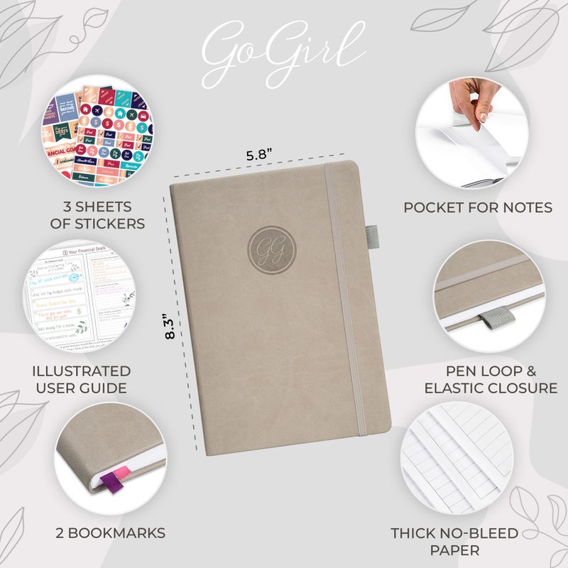 GoGirl Budget Planner â€“ Monthly Financial Planner Organizer Budget Book. Expense Tracker Notebook Journal to Control Money, A5 (Gray) - Image 2